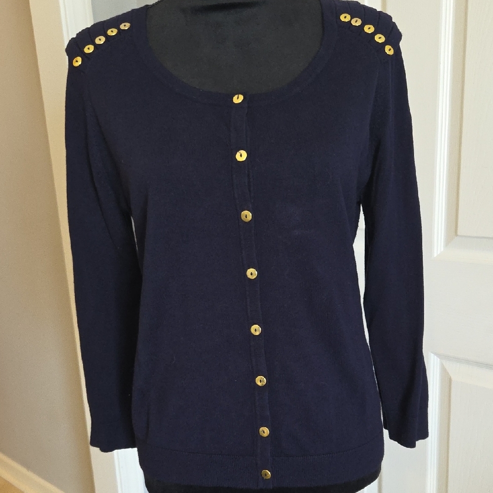 Carmen Marc Valvo Deep Blue Knit Top
